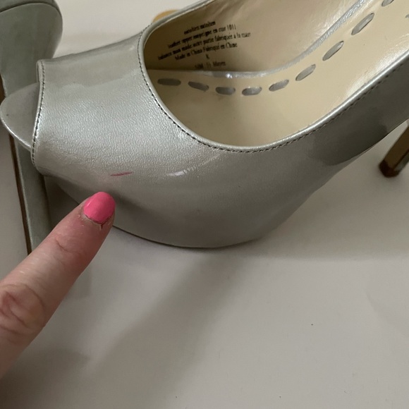 Silver stiletto, peep-toe, slingback US 5.5 - Picture 3 of 4